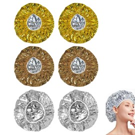 RTRTGS 6 Pieces Aluminium Heat Cap, Aluminium Foil Cap for Perm, Aluminium Deep Conditioning Heat Cap, Drying Hood for Hair, Salon Hair Cap, Nourishing Waterproof