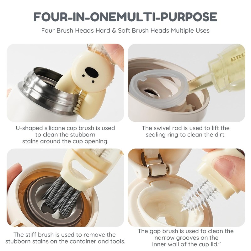 4 in 1 Cup Lid Brush Set Multifunctional Bottle Gap