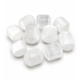 crystalmiracle Set of Five Selenite Tumbled Stones Crystal Healing Reiki Feng Shui Gift Energy Metaphysical Gemstone Meditation for Unisex (White, 1.2 to 1.5 inches approx. each)