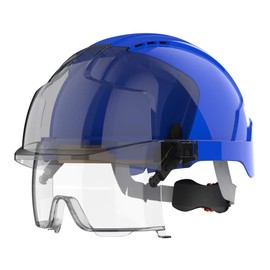 JSP EVO VISTAlens EN 397 Safety Helmet with Integrated B-rated Impact Protection Safety Eyewear Blue/Smoke (AMB170-007-F00)