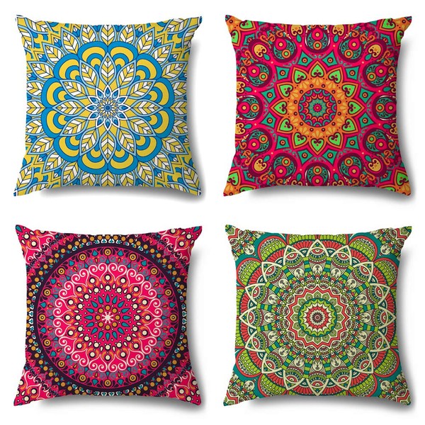 Artscope Cozy Cushion Covers, Pack of 4 Soft Velvet Mandala