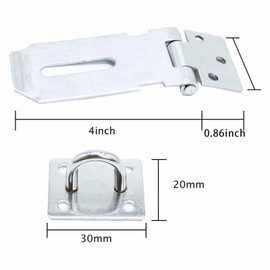 4 Inch Heavy Duty Hasp and Staple Lock Premium Stainless Steel Shed Door Latch for Enhanced Security Rust-Resistant Hasp Lock for Windows, Cabinets, Pet Cages and Storage Crates (1 Pack, Silver)