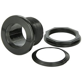 LIFEGARD Aquatics Standard Threaded Bulkhead Kit for Fish Aquariums – High-Impact Resistant PVC – Includes Bulkhead Fitting, Gasket, Lock Nut – Jet Black – 2 Inch