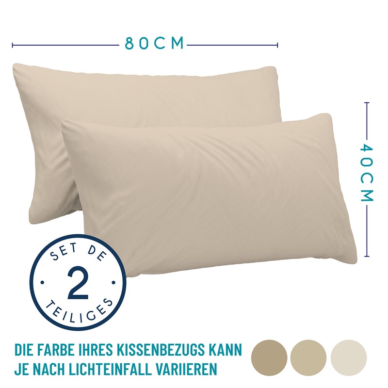 Dreamzie Pillowcases, 40 x 80 cm (Set of 2), 100%