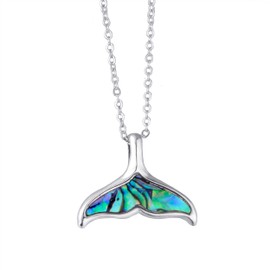 Silver Whale Tail necklace with Abalone opal inlay by Beach Gypsy's