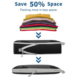 SINZUX 6 PCS Compression Packing Cubes, Black Extensible Ultralight Packing Cubes for Suitcases, Suitcase Organiser Bags Set, Travel Cubes Organiser Bags Packing Cubes for Suitcases Backpack Luggage