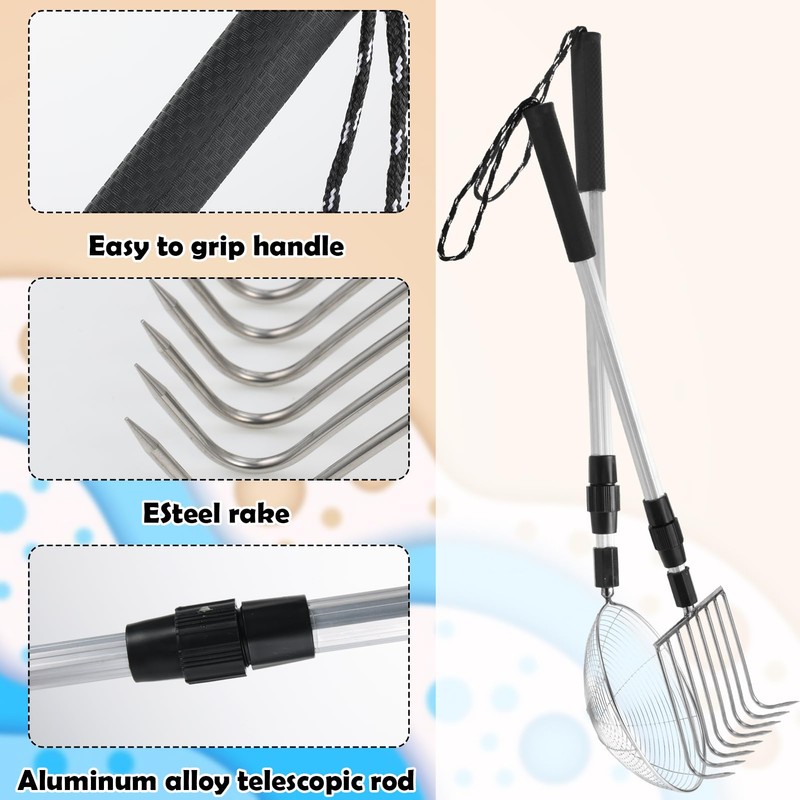 CIEOVO 2 Pack Shark Tooth Sifter Clam Rake and Beach
