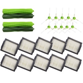 MYAYD Replacement Parts Kits for iRobot Roomba i7 i7+ i3 i3+ i4 i4+ i6 i6+ i8 i8+ j7 j7+ E5 E6 Vacuum Robot, 4 Rubber Brushes, 8 HEPA Filters, 10 Side Brushes, 10 Screws, Replacement Parts Accessory