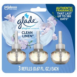Plugins Scented Oil, Air Freshener Refill Clean Linen, 1.34 Oz 2-Count (Pack of 2)