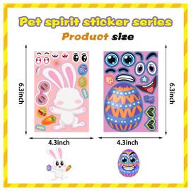 24 Sheets Easter Stickers for Kids & Toddlers, Easter Basket Stuffers, Stickers with Easter Bunny Egg Themed, Cute Vinyl Stickers Pack for Party Decoration Teens