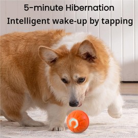 Jumstigate Self-Rolling Dog Ball,Automatic Bouncing Ball for Dogs, Puppy Essentials, Vibrating Dog Ball, Dog Birthday, Interactive Dog Toys （Orange）