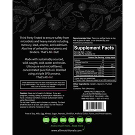 All In Nutritionals Total Omega + Capsule. Truly a one of a Kind Pure, Potent, and Clean Mercury and Lead-Free Fish Oil Formula Delivered to Your Door. 30 Day Supply in Every Pouch!