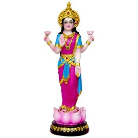 Krishna Culture Sweet Laxmi Statue 9" Hindu Goddess of Fortune Laksmi Idol Golu Doll