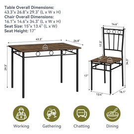 AMICLIBER 5 Piece Dining Table Set, Wood Kitchen Table and Chairs for Small Space,Breakfast Nook,Easy Assembly,Brown