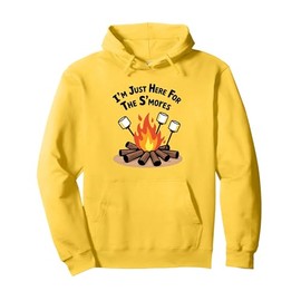 I'm Just Here For The S'mores Campfire Humor Pullover Hoodie, Adult Unisex, Lemon Yellow, XX-Large