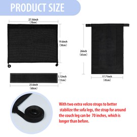 Reversible Cat Scratch Couch Protector Made of Natural Sisal for Ultimate Furniture Protection,Couch Protector from Cat Claws,Couch Corner Cat Scratcher, Universal Fit Both Sides(Black,1-Pack)