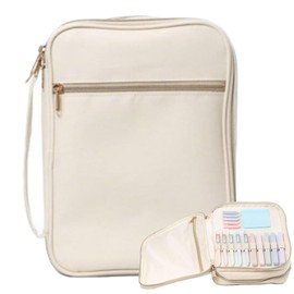 S.F. Creations Premium Bible & Book Carrying Case with Journaling Accessories - Convenient for Men, Women, Teens, and Kids, Ivory