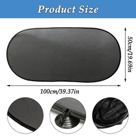 CHENNAN 100 x 50 cm Sun Protection Rear Window Car Foldable Car Rear Window Sun Visor with Suction Cups Car Interior Sun Protection Mesh Rear Window Visor UV Protection Universal for All Cars (Black)