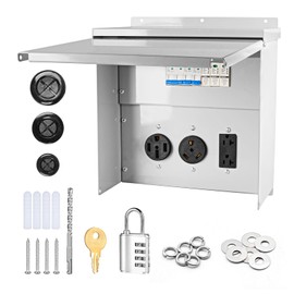 OELFFOW Surge Protected RV Electrical Panel, 50/30/20 Amp RV Outlet Box, Circuit Breaker, Weatherproof, Prewired, for RVs, Campers, Trailers