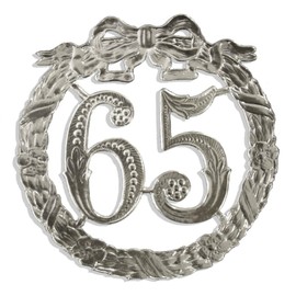 Kunze Anniversary Number 65, Diameter 13 cm, Silver