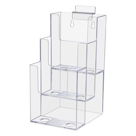 Marketing Holders 10 Pack Slatwall Brochure Holder with Hanging Hardware Multi Tier Clear Display Rack for 4 Inch Wide Trifolds and Pamphlets in Reception Areas Welcome Centers and Libraries