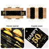 50th Birthday Table Runner, Black Gold Happy 50th Birthday Table