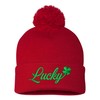 One Size Red Pom Lucky with Shamrock St. Patricks Day
