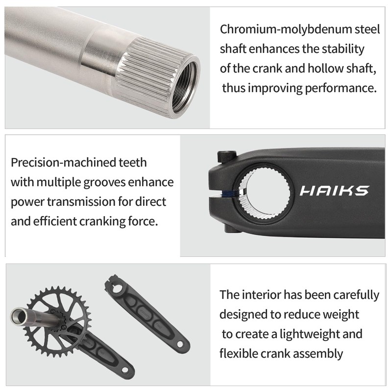 HAIKS 1x Mountain Bike Crankset 170mm with 36T Chainring &
