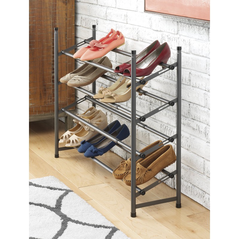 Whitmor 4-Tier Shoe Rack Gunmetal Gray