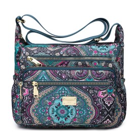 Pealwel Women Shoulder Handbag Roomy Multiple Pockets Bag Ladies Crossbody Purse Tote Top Handle Satchel(SS-Black&Blue)