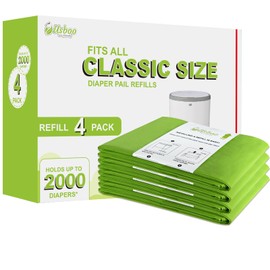 Refills Compatible with Dekor CLASSIC Diaper Pail Refills | 4 Pack | Disposable Diaper Pail Refill | Extra Thickness | Quick & Easy to Replace | Cherry Blossom Scented | Holds up to 2000 Diapers
