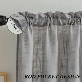 Beda Home Tassel Linen Textured Swag Curtain Valance for Farmhouses’ Kitchen; Light Filtering Rustic Short Swag Topper for Small Windows Bedroom Privacy Added Rod Pocket Design (36W x 63L, Grey)