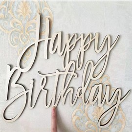 Happy Birthday Sign for Backdrop,Wooden Birthday Wall Door Banners for Girls Boys Kids & Adults Birthday Party Supplies Baby Shower Backdrop Decorations