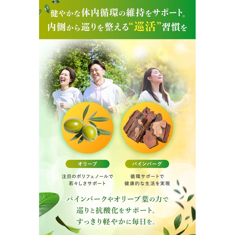 【温活・巡活・眠活のトータルケアサプリ】オリーブ&ギャバ3,600mg サプリ［燃焼をサポート成分3種＋リラックスケア成分2種を追加配合］パインバーグ 紅高麗人参 黒酢もろみ リコピン