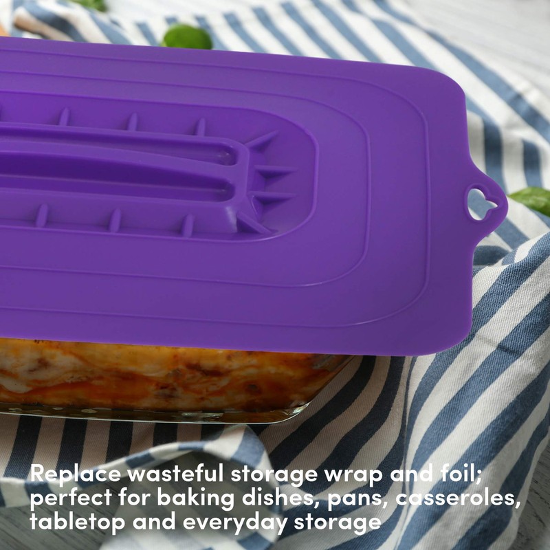 Elite Gourmet Rectangular Silicone Suction Lids, Set of 3, Multi