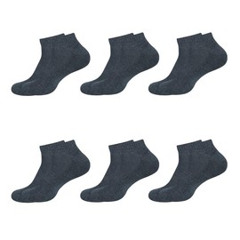 California Wellness Products Women's Ankle Socks, Pack Of 6, Color - Dark Grey, Size - 4 to 7, Dark Grey, 4-7