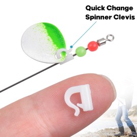 Quick Change Spinner Clevis - 200pcs Fishing Plastic Quick Snaps for Spinner Blades Plastic Fishing Clevis for Spinners Walleye Spinner Rig Crawler Harness Spinner Making Clevis (White+Black-200PCS)