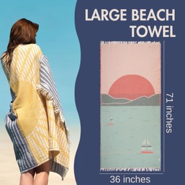 Turkish Beach Towel - Large 36 x 71 | Quick Dry Beach Towel is Essential for Enjoying A Day at The Beach | Sand Free Beach Towels for Clean and Comfortable Experience (Seascape, Large)