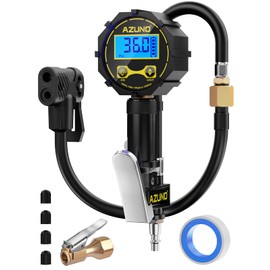 Presta Valve Adaptor with Pressure Gauge, 200psi Dual-Port Schrader & Presta Valve Pump, Bike Tire Inflator for Air Compressor, Can Check, Inflate, Deflate for Bicycles, Motorcycles, Cars
