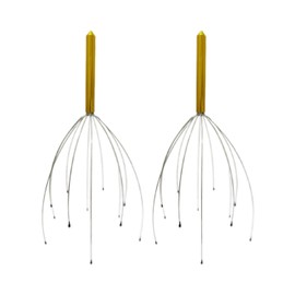 Scalp Massager - Handheld Head Massage Tingler, Scratcher & Stress Reliever Tool Set for Hair Stimulation & Relaxation (Gold, One size)