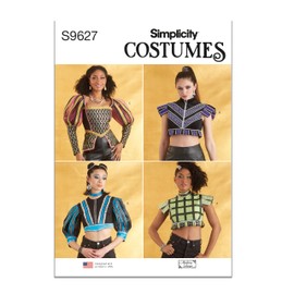 Simplicity Misses' Costume Tops Sewing Pattern Kit, Code S9627, Sizes 6-8-10-12-14, Multicolor