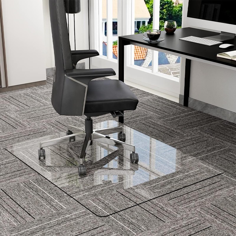 GLSLAND 36" x 46" Tempered Glass Chair Mat Heavy-Duty Floor