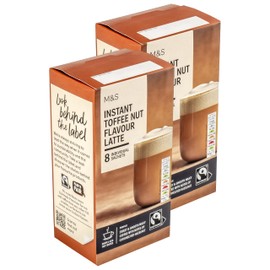M&S Marks & Spencer 16 x Instant Toffee Nut Flavour Latte Individual Coffee Sachets, Sweet & Smooth - 16 x 19.5g