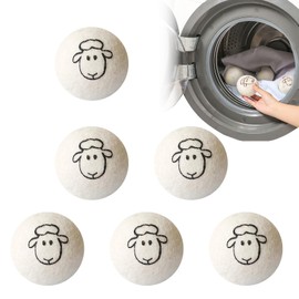 Wool Dryer Balls, Felt Balls for Dryers, Natural Wool Dryer Balls, Pack of 6 Dryer Balls for Tumble Dryers, Wool Dryer Balls, Sheep's Wool, Reusable, Diameter 6 cm, White
