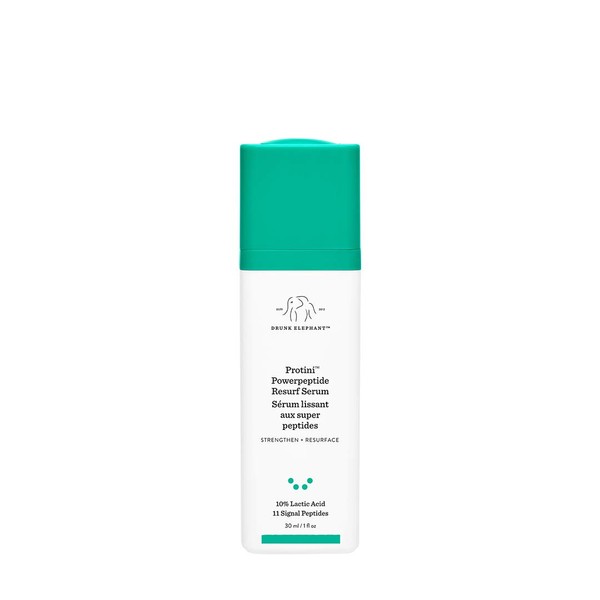 Drunk Elephant Protini Powerpeptide Resurf Serum. Strengthen and Resurface Face Serum with 10% Lactic Acid and 11 Signal Peptides (30 mL / 1 Fl Oz)