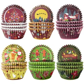 Gcardist Christmas 300-Count Standard Gradient Cupcake Liners Cupcake Cups 6 Original Design Christmas Gingerbread Man Cupcake Papers Baking Cups Cupcake Wrappers (Standard Size)