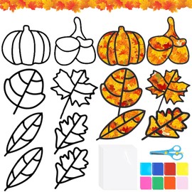 SOETDERT Autumn Crafts Children, 12 Pieces Autumn Craft Set Wreaths, Creative DIY Window Pictures Autumn Decoration, Leaves Decoration, Crafts Autumn Children's Crafts for Girls Boys Autumn Gift