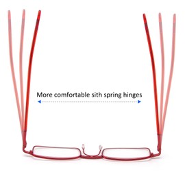 REAVEE 4 Pack Slim Pen Reading Glasses for Women Stylish Small Metal Tube Readers Spring Hinge with Portable Clip Case, Red Gold Pink Blue 4.0