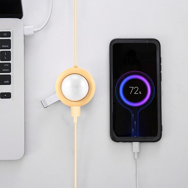 USB Hub Splitter Adapter 4 Port MultiFunction LED Light TypeC