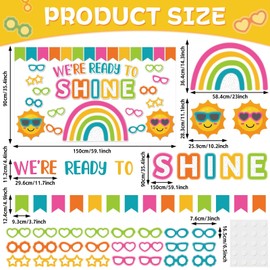 Bright Neon Bulletin Board Set Summer Colorful Sunglasses Classroom Decorations Writable Paper Cutouts We’re Ready to Shine Bulletin Board for Back to School Offices Nursery Home Wall Door Decor